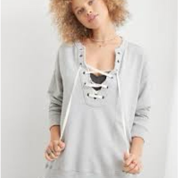 Aerie lace up oversized hoodie - Picture 2 of 6